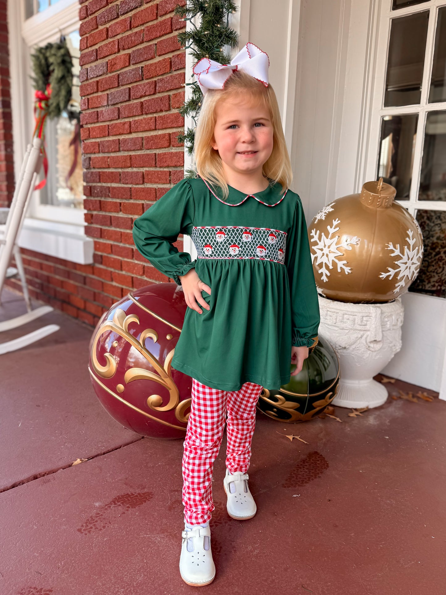 RTS - Geo Santa Girl Pant Set - WHITE SANTA