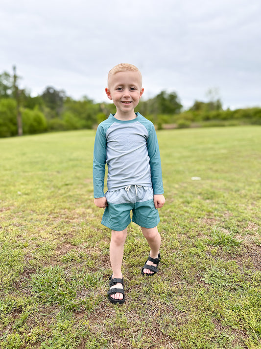 RTS - Retro Family Floral Boy Rashguard Top - NO MONOGRAM