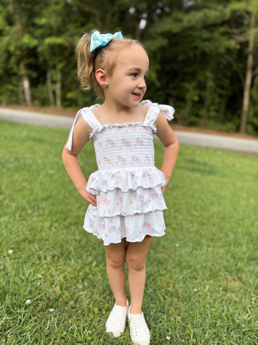 RTS - Preppy Patriotic Girl Diaper Set