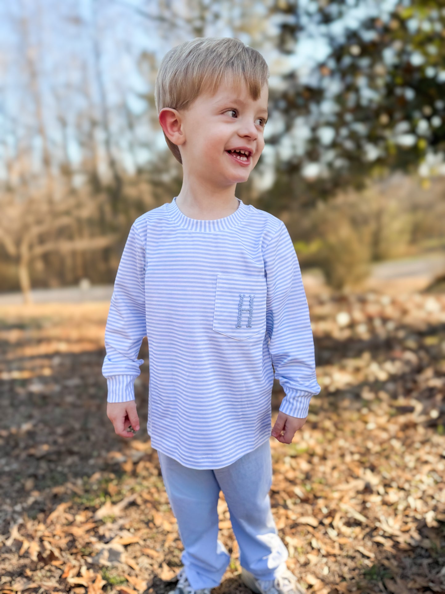 RTS - Blossom & Blue Boy Pant Set - NO MONOGRAM
