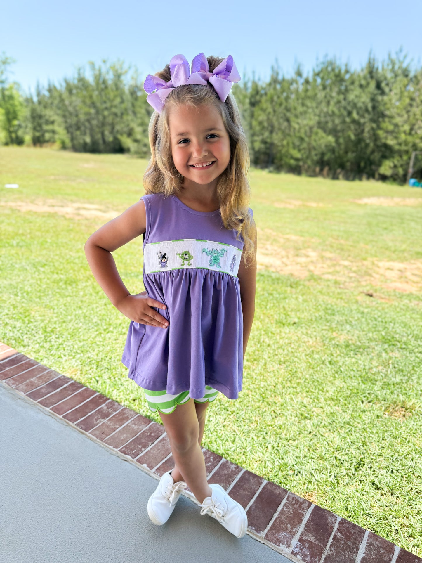 RTS - Smocked Monsters Girl Short Set