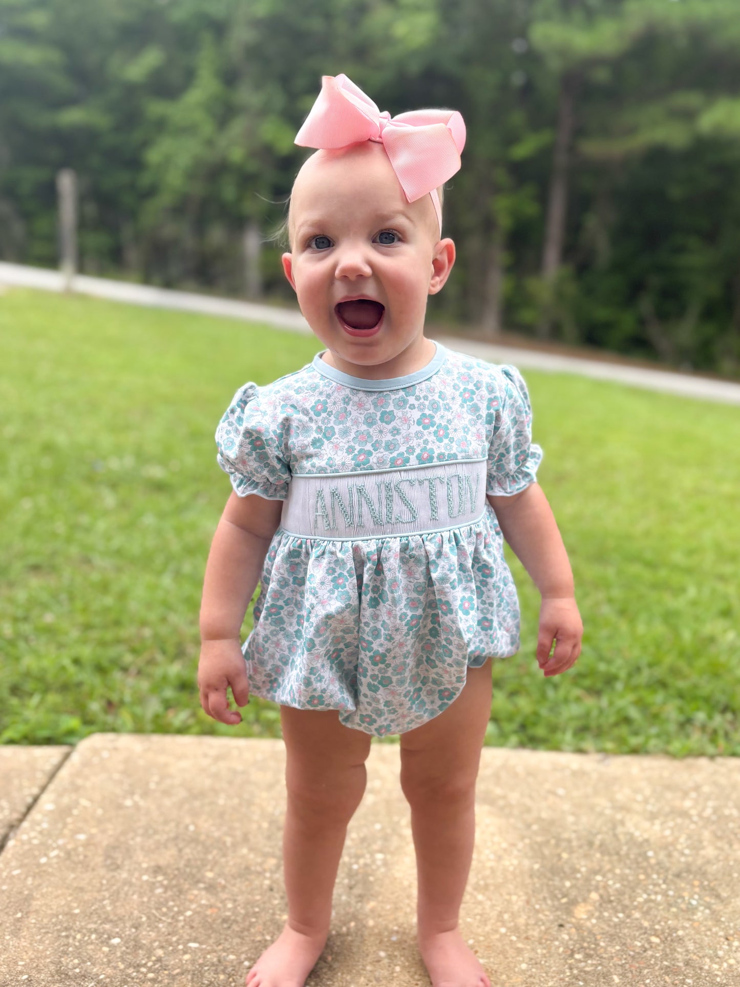 RTS - Paisley Floral Name Smocks Girl Bubble “MAMA’S GIRL”