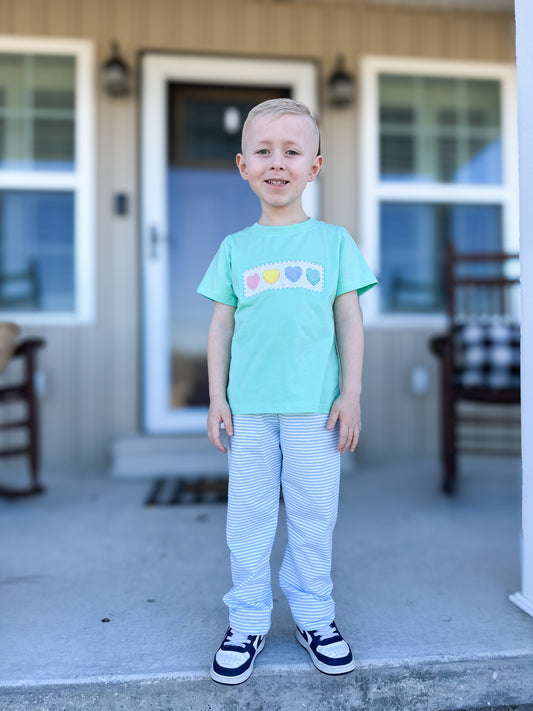 RTS - Smocked Candy Hearts Boy Pant Set