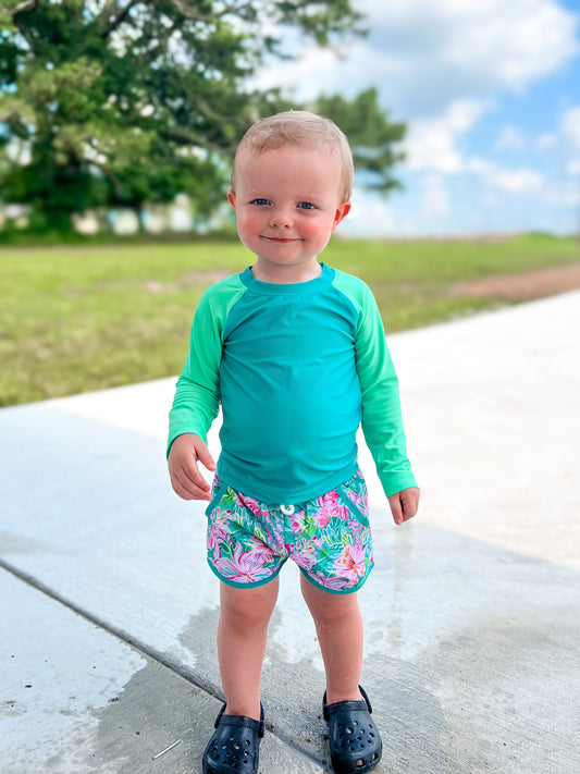 RTS - Island Time Swim Boy Rashguard Top - NO MONOGRAM