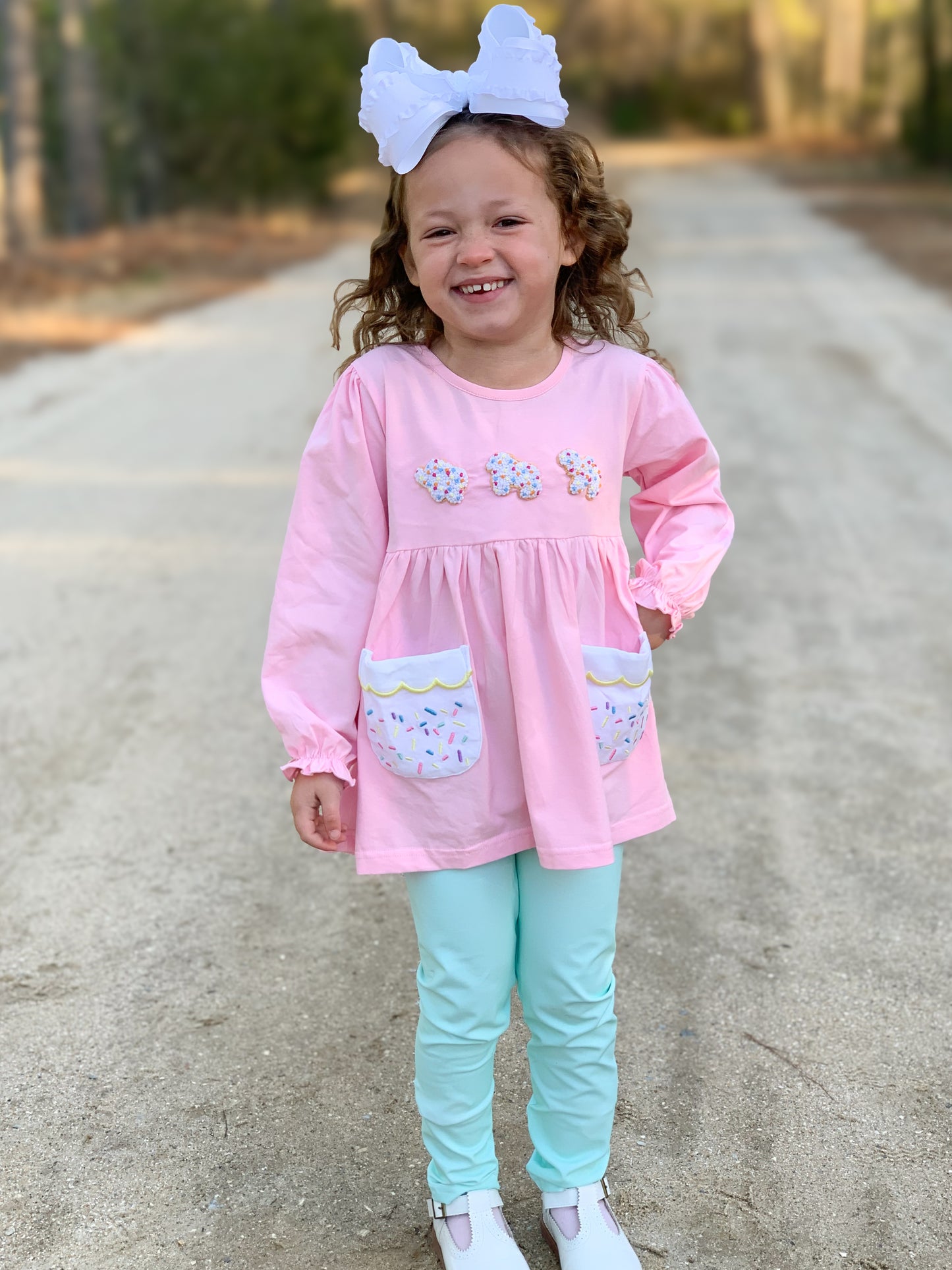 PREORDER 58: WINTER RERUNS - French Knot Animal Crackers Girl Pant Set