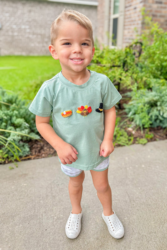 RTS - Fall Pt 2 Shirt Only - French Knot Thanksgiving Boy Shirt