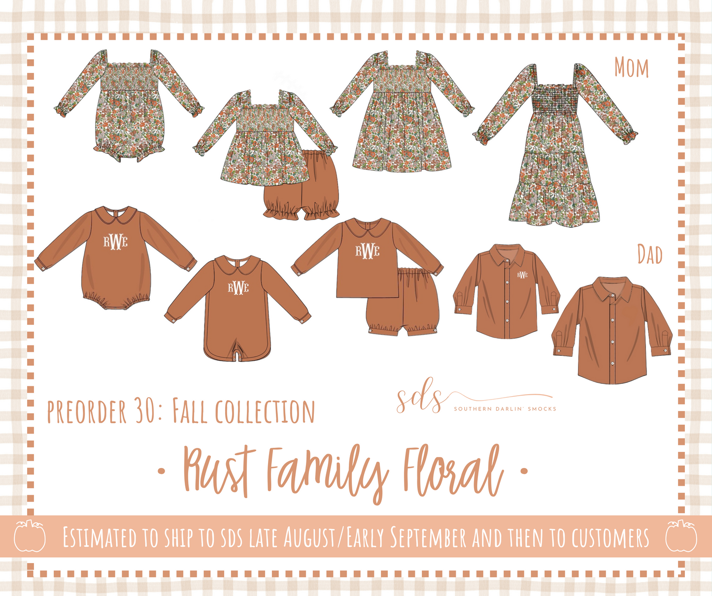 PREORDER 30: FALL COLLECTION - Rust Family Floral Mom Dress