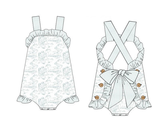 PREORDER 26: SPRING COLLECTION - Farm Toile Girl Sunsuit