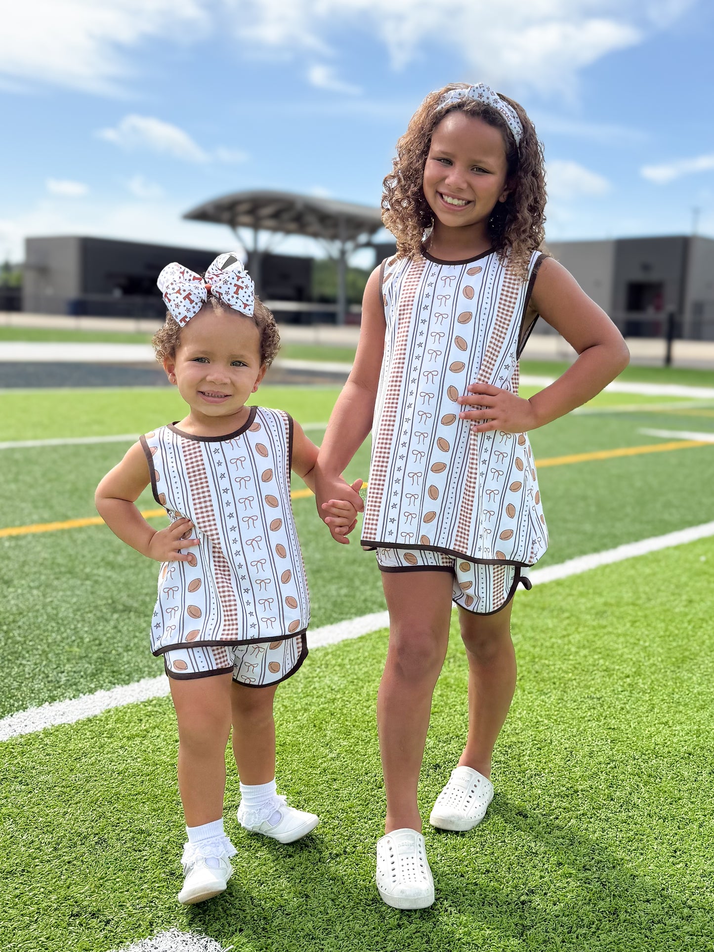 RTS - COLLEGIATE - Basic Football Knits Girl Shortie Set