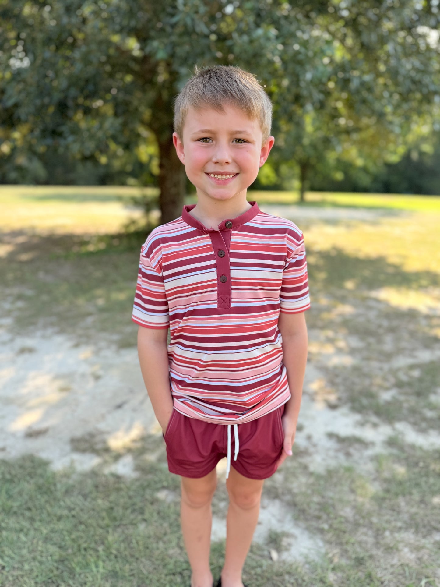 RTS - AUTUMN BASICS - Maroon & Bloom Boy Shortie Set