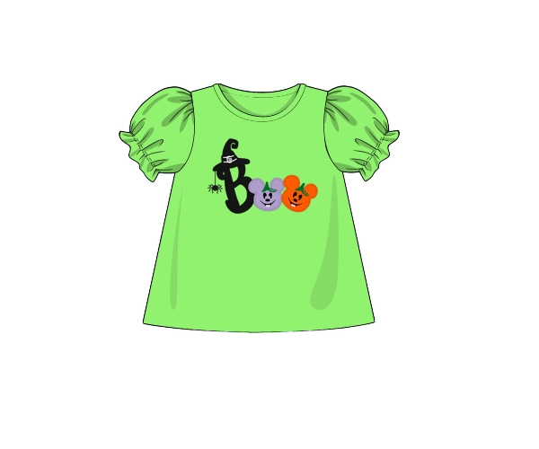 Appliqué Halloween Mouse Girl Shirt