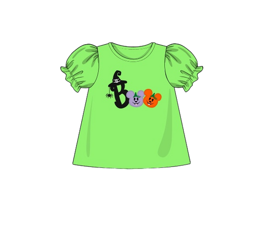 Appliqué Halloween Mouse Girl Shirt