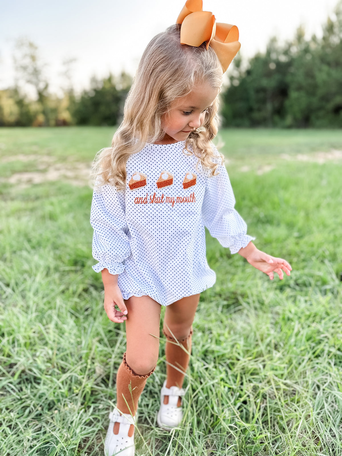 RTS - HALLOWEEN & TURKEYS - French Knot Sweet Potato Pie Girl Bubble