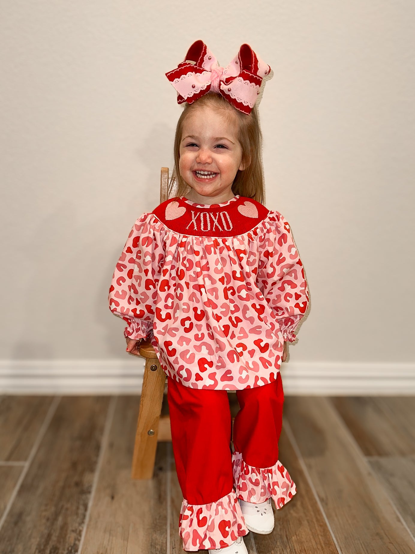 RTS - Valentine Cheetah Girl Pant Set - “X❤️X❤️”