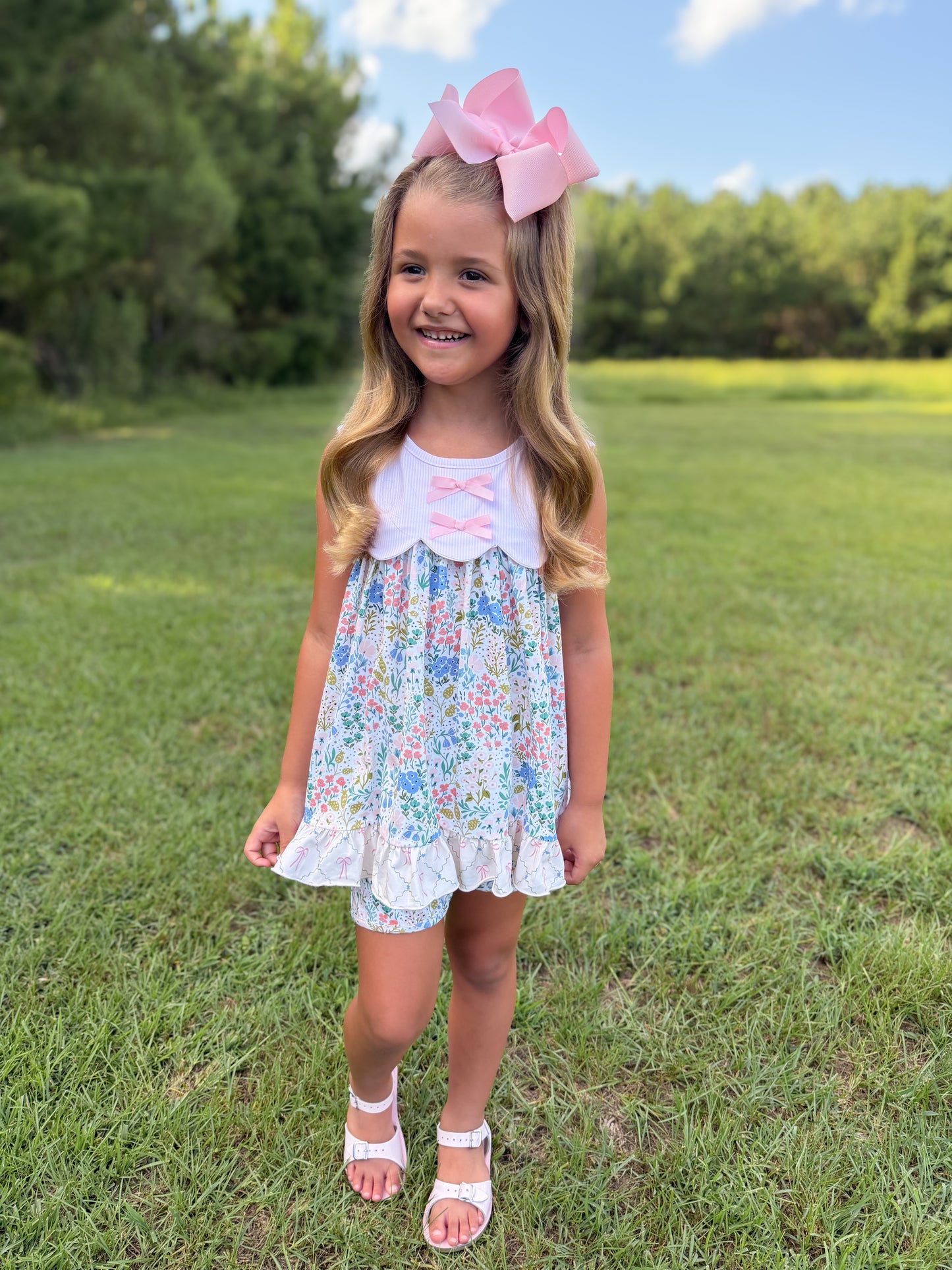 RTS - SUMMER PT 2 - Tea Room Floral & Bows Girl Shortie Set