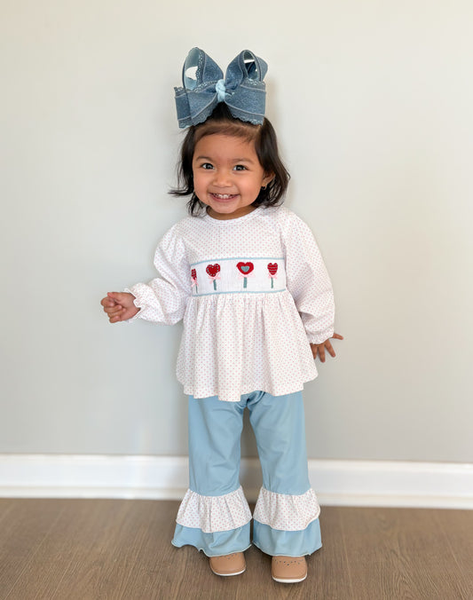 RTS - Smocked VDay Lollipops Girl Pant Set