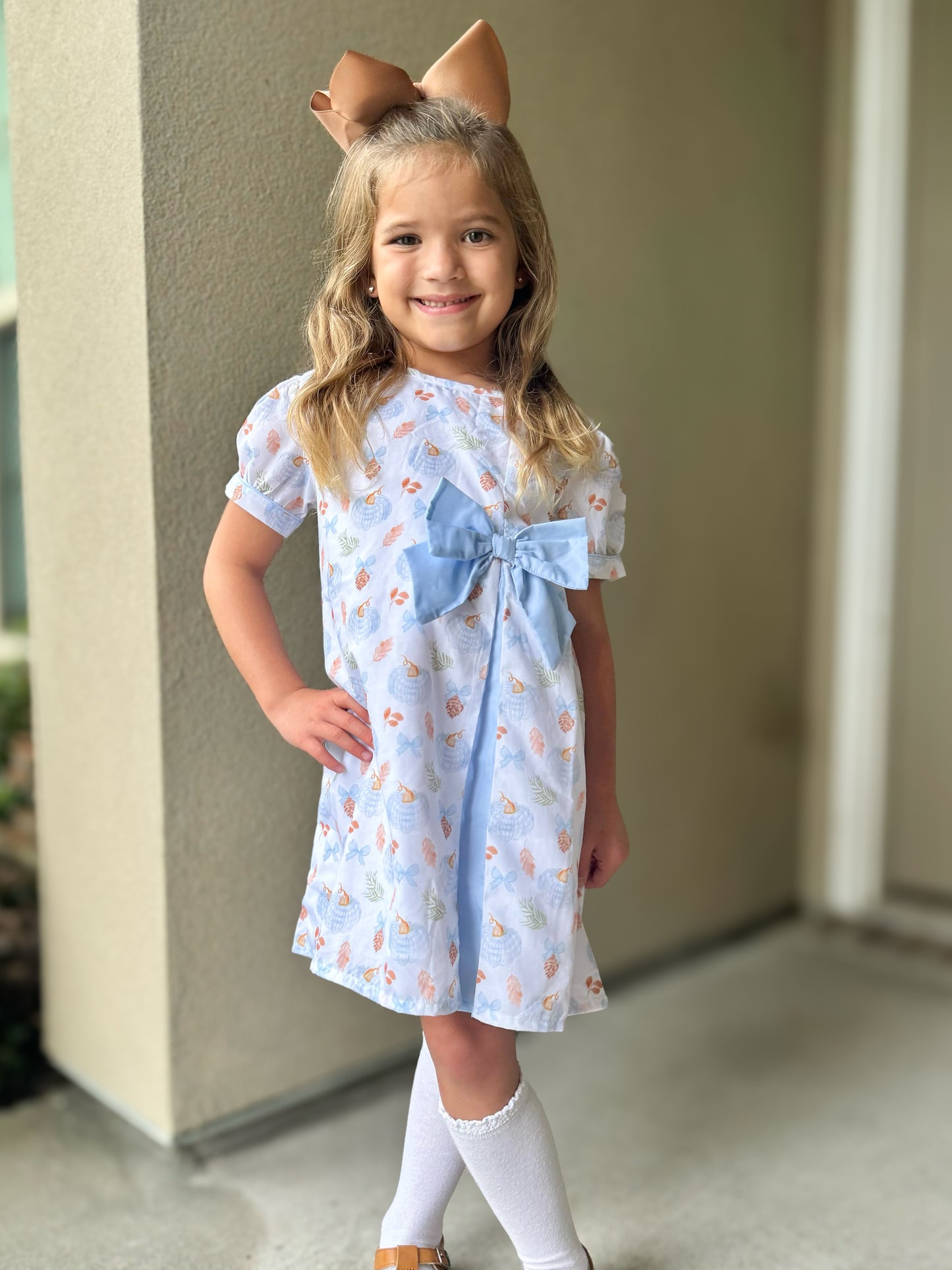 Blue Preppy Pumpkins Girl Dress