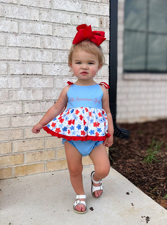RTS - SUMMER 1 - All American Blooms Girl Diaper Set