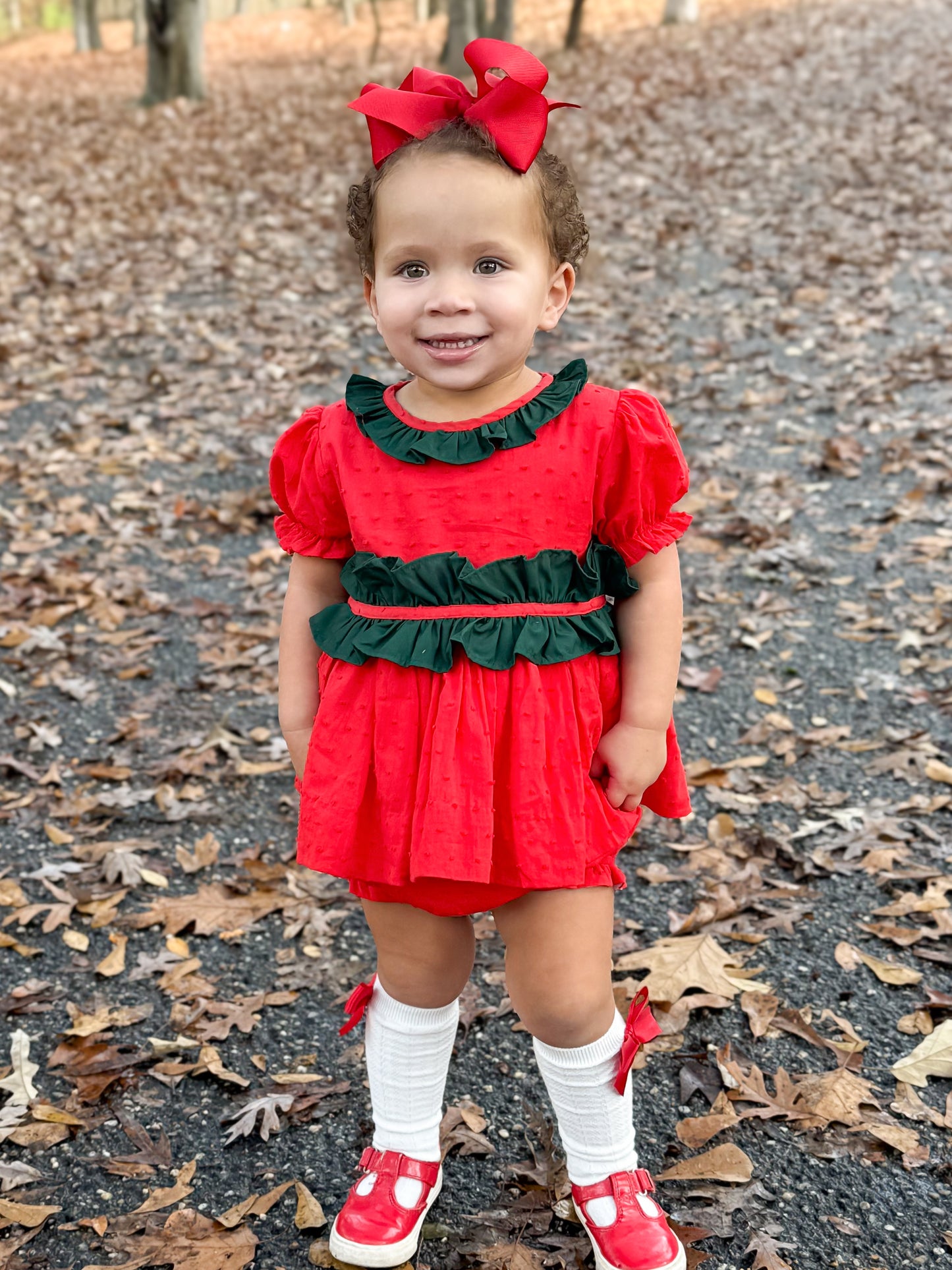 RTS - Swiss Dot Family Christmas Girl Diaper Set