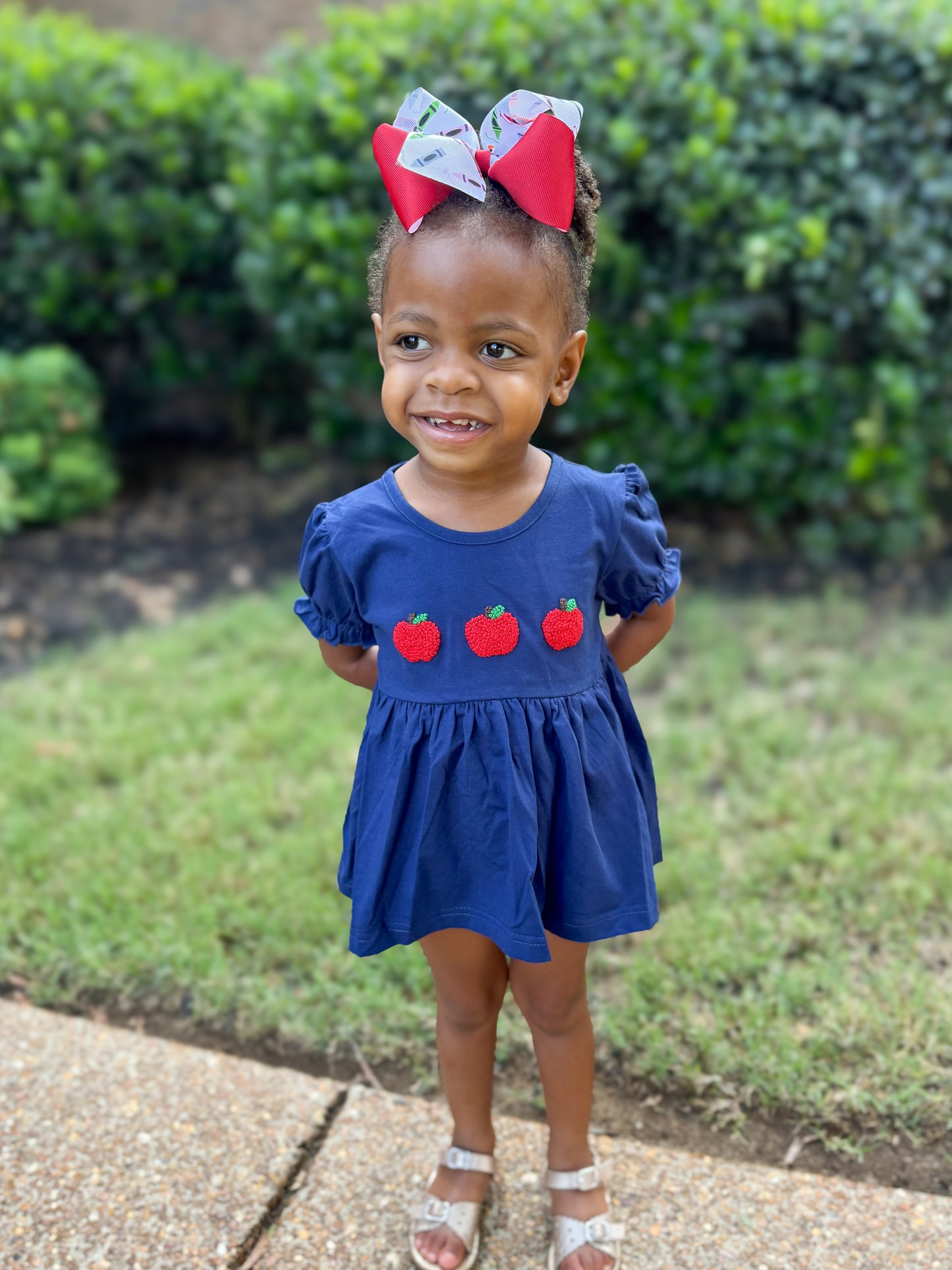 RTS - SUMMER PT 2 - Back to School Shirt Only - French Knot Apples Girl Shirt