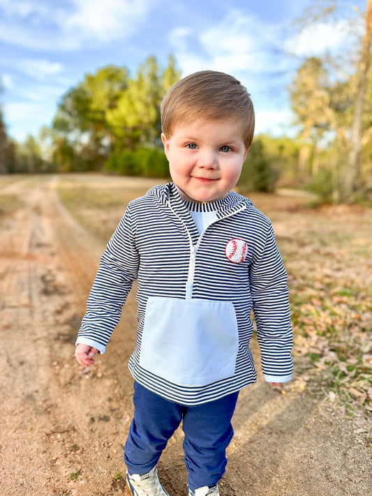 RTS - French Knot Baseballs Boy Quarter Zip