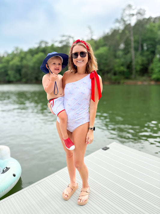 RTS - Preppy Patriotic Mom 1 PC Swim