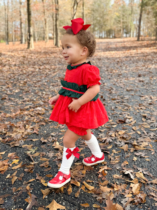 RTS - Swiss Dot Family Christmas Girl Diaper Set