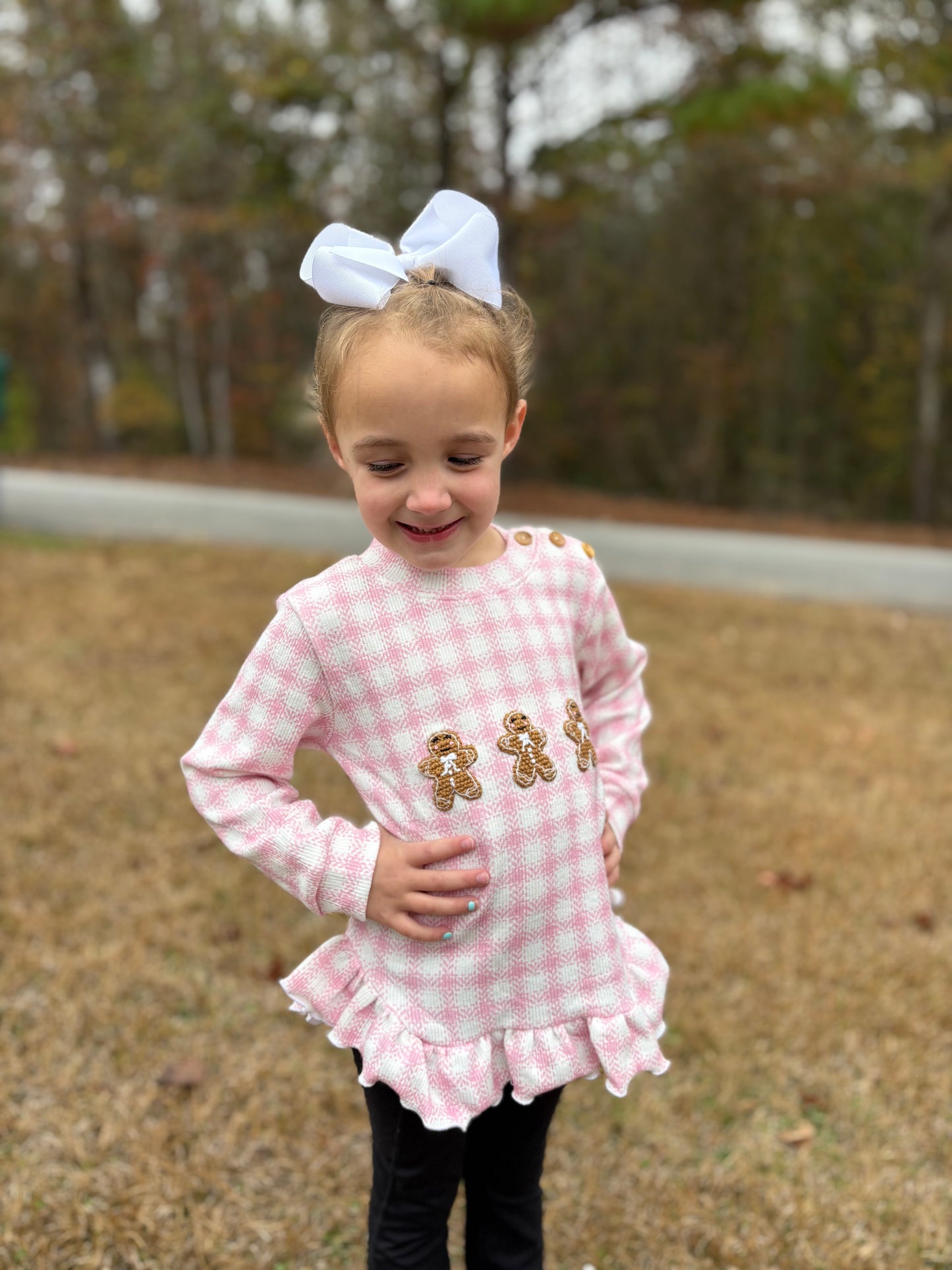 RTS - Crochet Gingham Gingerbread Girl Sweater