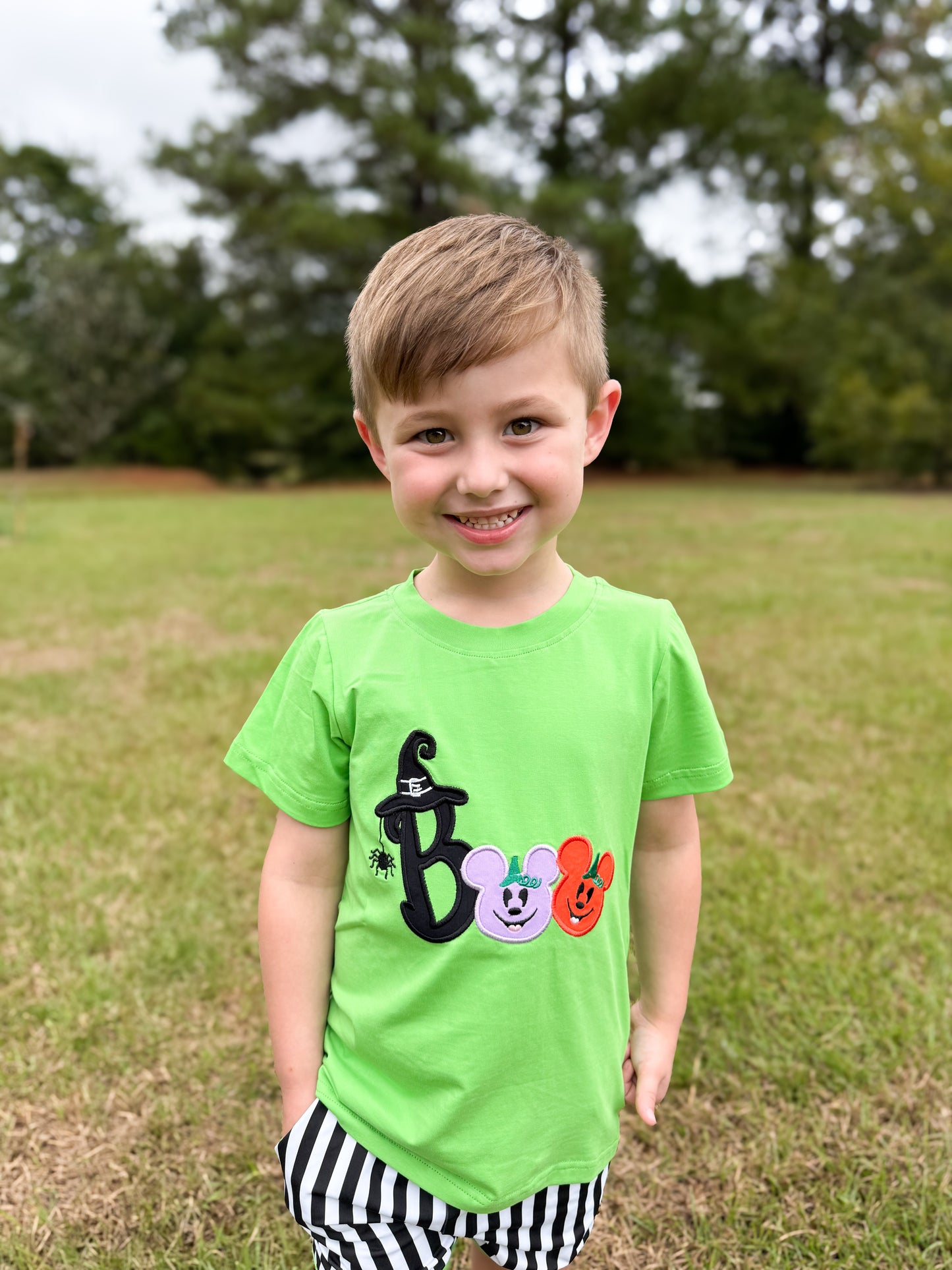 Appliqué Halloween Mouse Boy Shirt