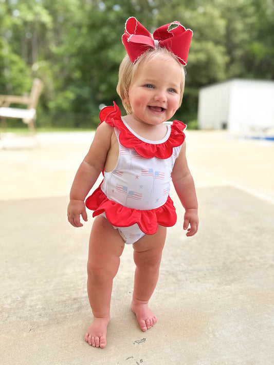 RTS - Preppy Patriotic Girl 1 PC Swim