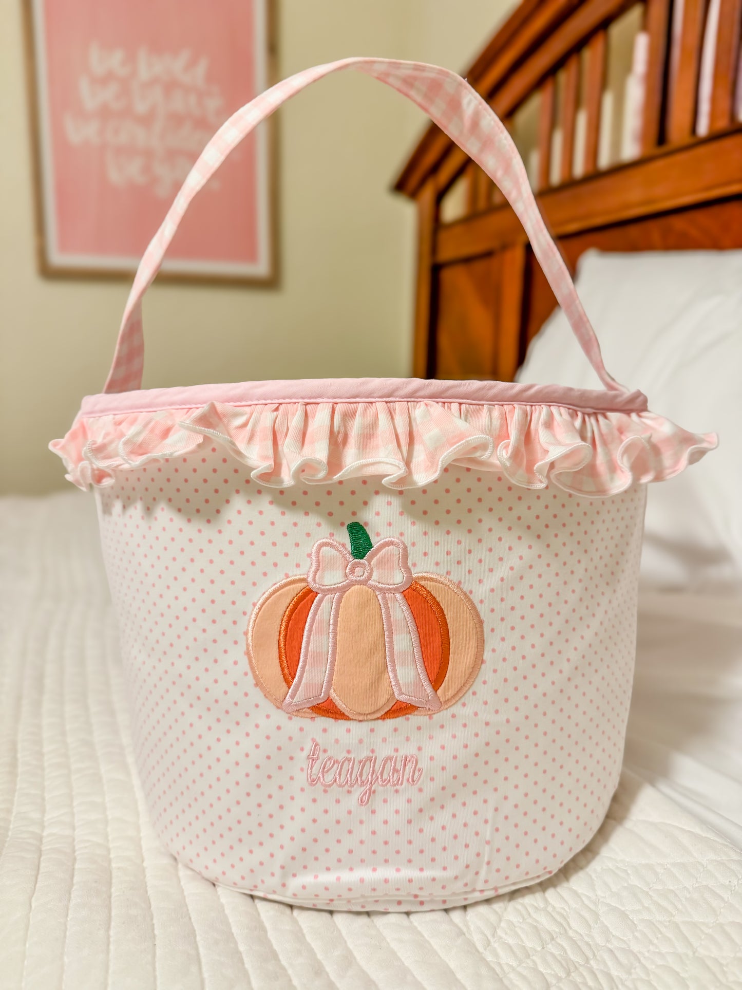 Halloween Candy Bags - Girl Embroidered Pumpkin Bag -NO MONOGRAM