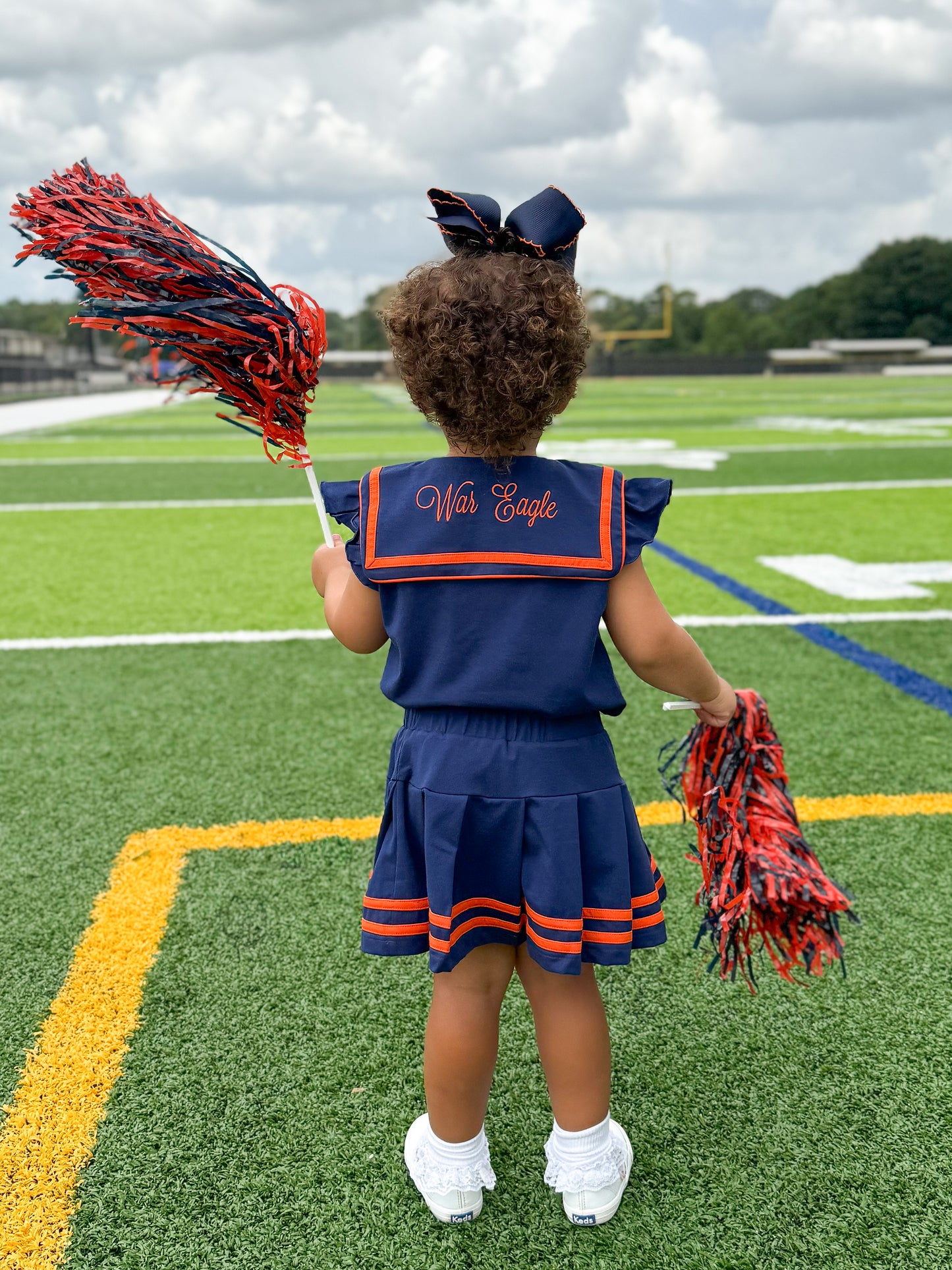 RTS - COLLEGIATE - Girls Spirit Wear Skort Set - Orange/Navy “NO MONO”