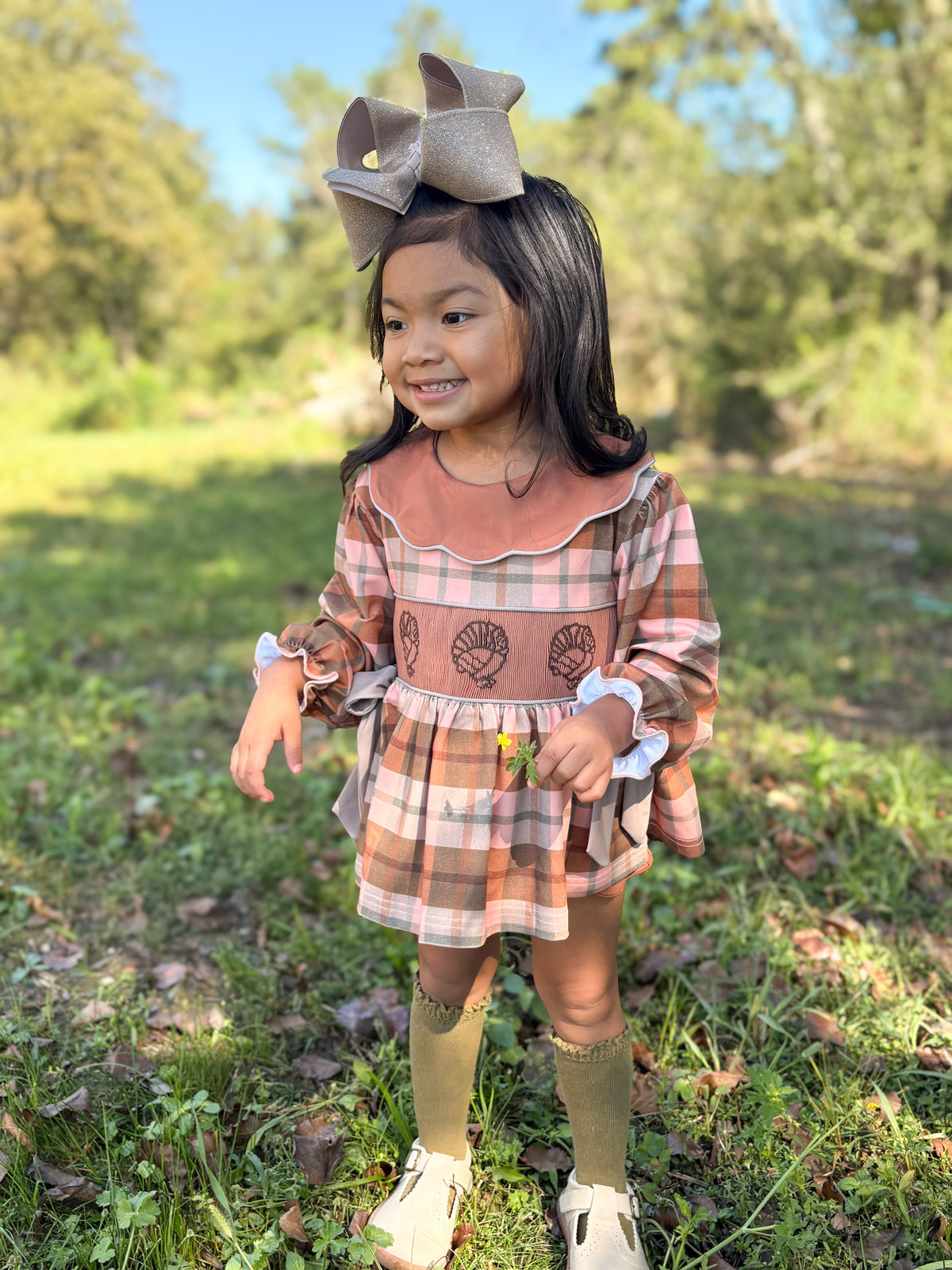 RTS - HALLOWEEN & TURKEYS - Gobble & Plaid Girl Diaper Set
