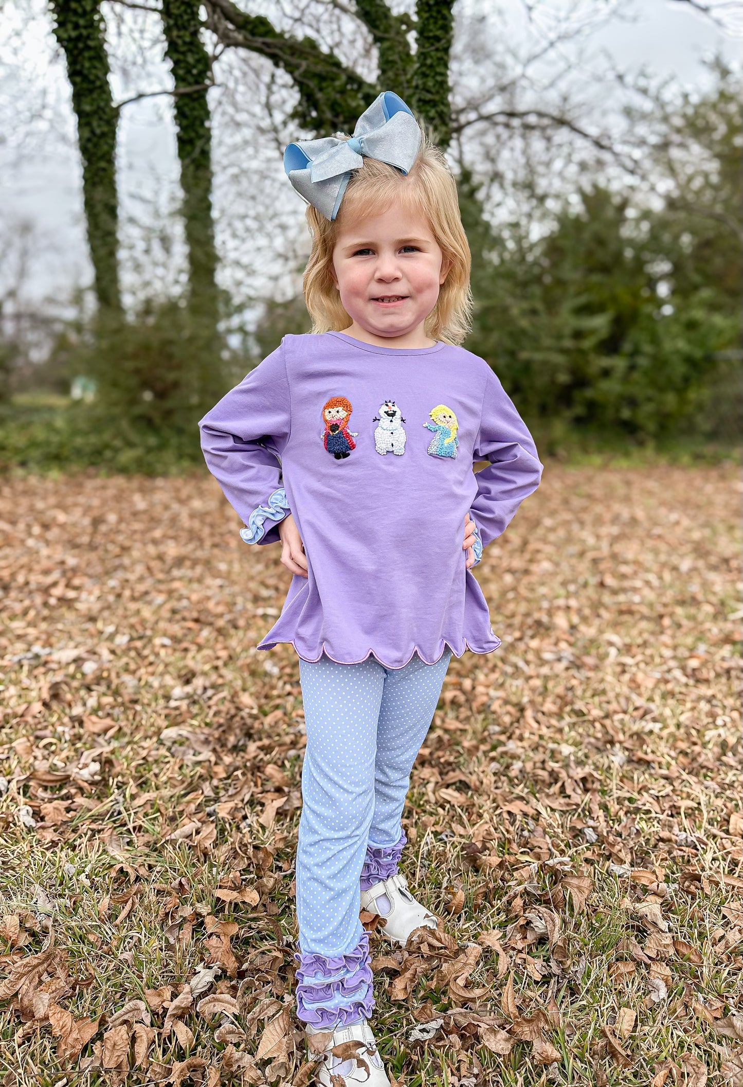 PREORDER 58: WINTER RERUNS - French Knot Ice Queen Girl Pant Set