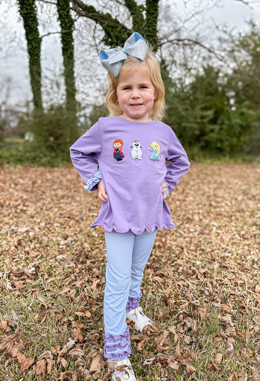 PREORDER 58: WINTER RERUNS - French Knot Ice Queen Girl Pant Set