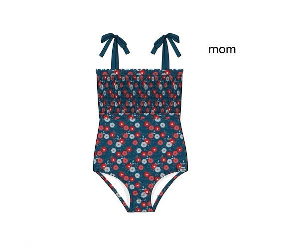 RTS - Red, White, & Blue Mom 1pc Swim