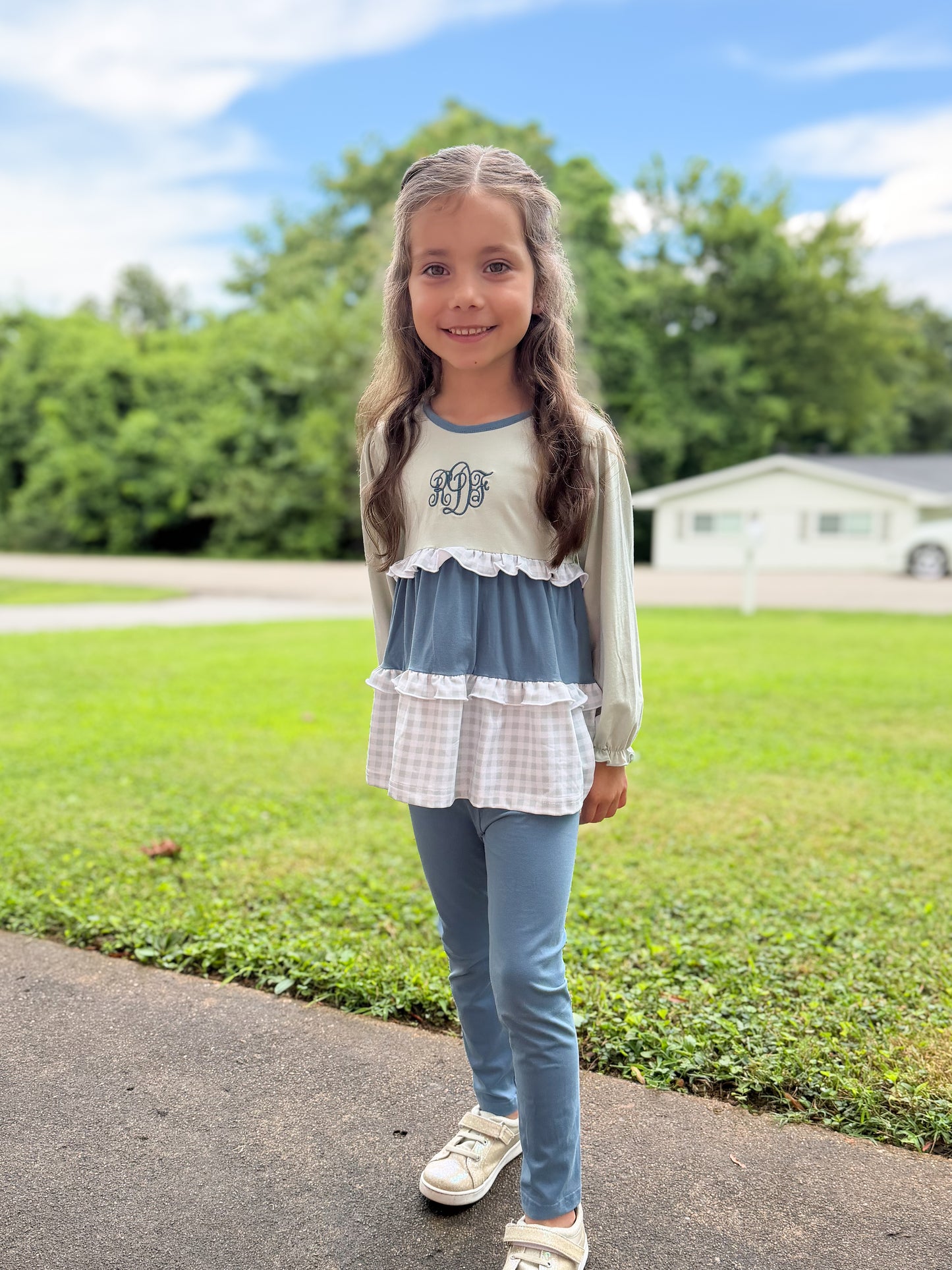PREORDER 58: WINTER RERUNS - Winter Sage Colorblock Girl Pant Set
