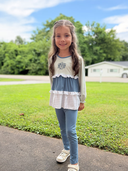 PREORDER 58: WINTER RERUNS - Winter Sage Colorblock Girl Pant Set