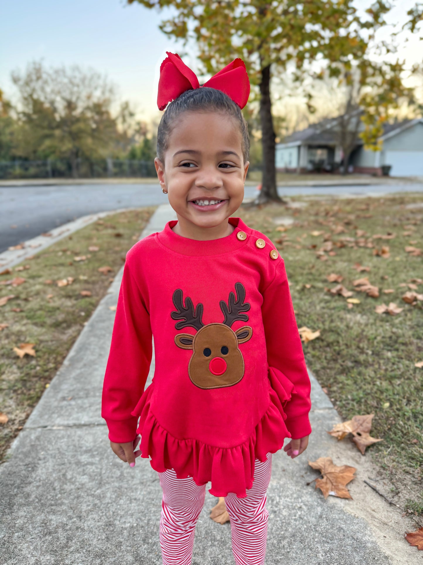 RTS - Christmas Sweaters - Red Nose Reindeer Girl Sweater