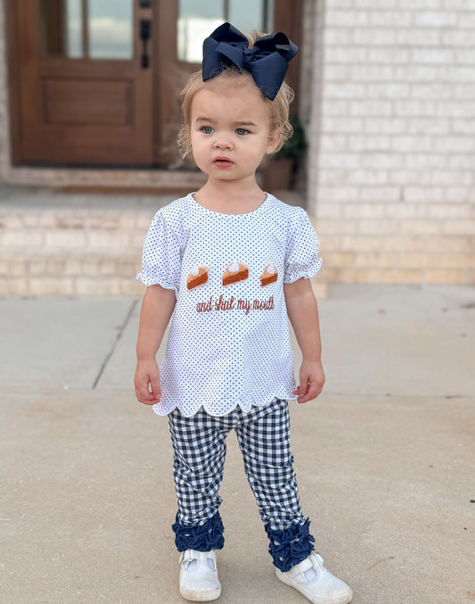 RTS - HALLOWEEN & TURKEYS - French Knot Sweet Potato Pie Girl Pant Set