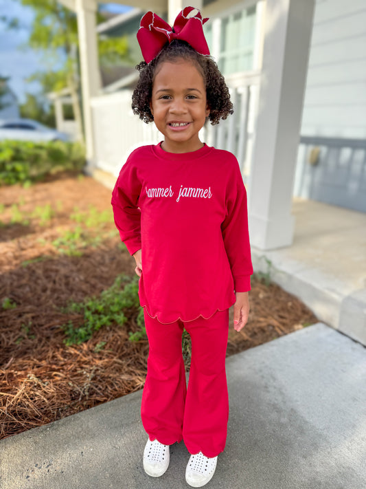 RTS - COLLEGIATE - Gameday Warm Ups Girl Pant Set - Crimson “NO MONO”