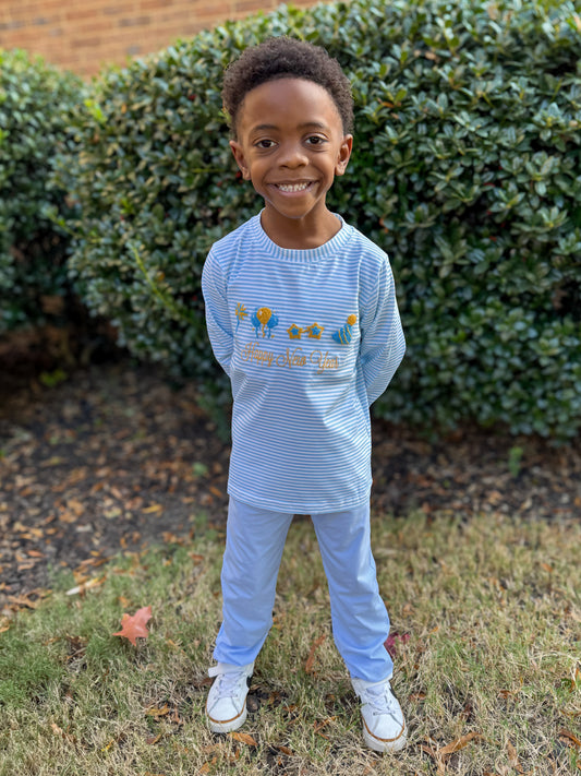 RTS - French Knot Happy New Year Boy Jogger Set