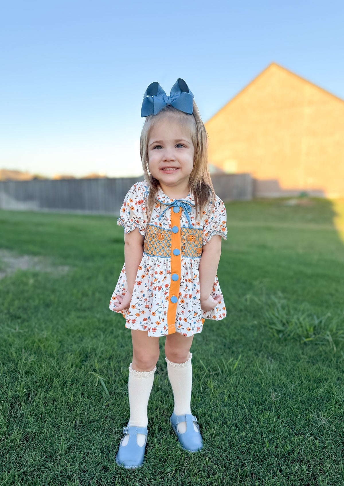 RTS - HALLOWEEN & TURKEYS - GIRLS ONLY - Geo Smocked Pumpkins Girl Diaper Set