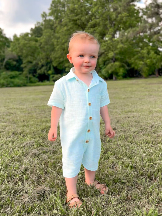 RTS - Muslin Beachwear Boy Romper