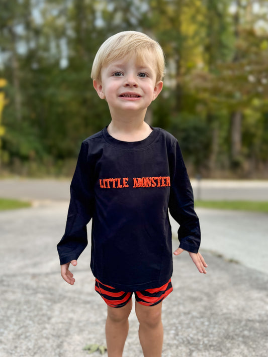 RTS - PUMPKINS & HALLOWEEN - French Knot Halloween Basics Boy Shortie Set - SPOOKY SEASON