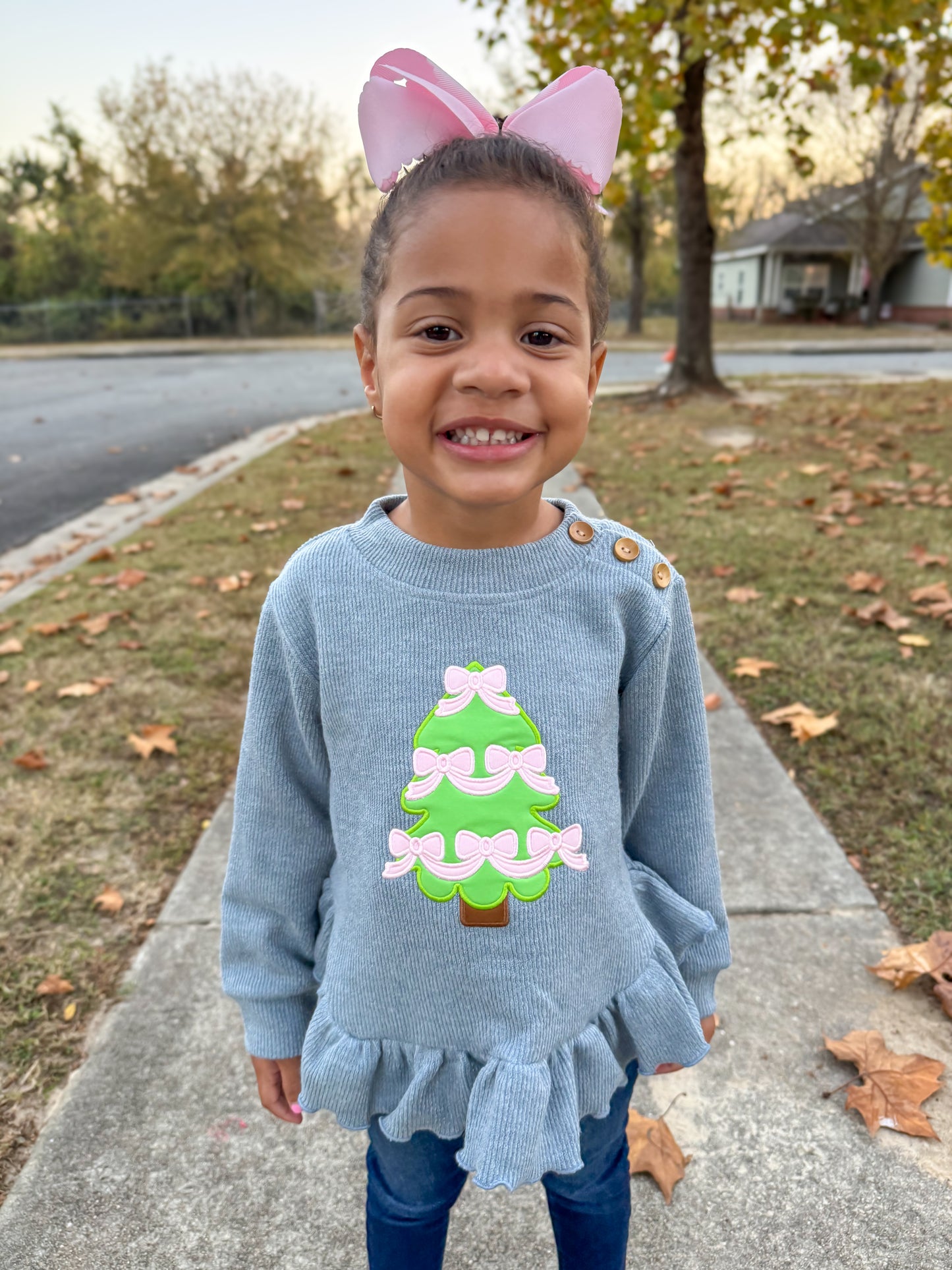 RTS - Christmas Sweaters - Girly Bow Tree Girl Sweater