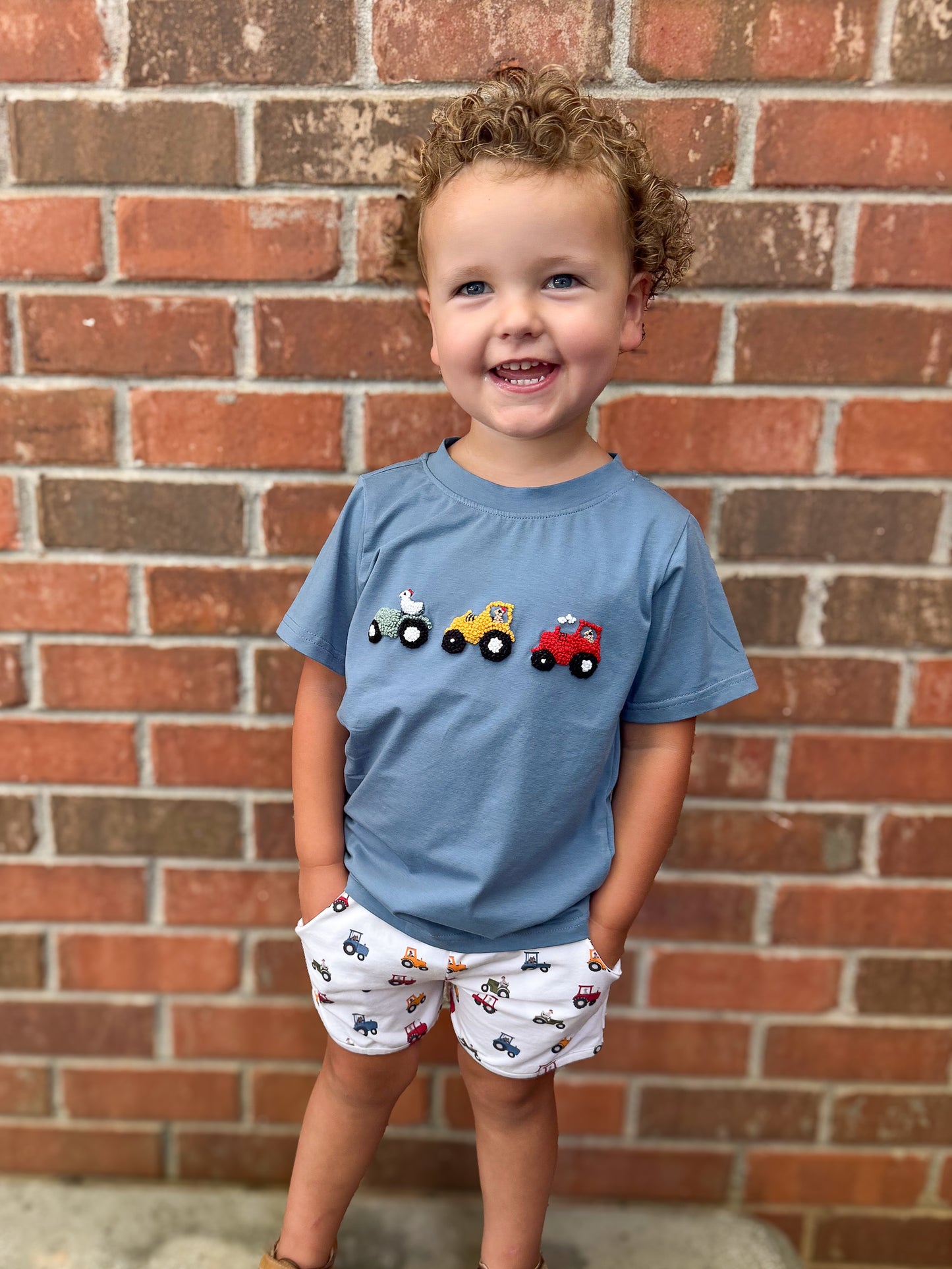 RTS - SUMMER PT 2 - Summer 2 Boys Only - Farm Animal Tractors Boy Shortie Set