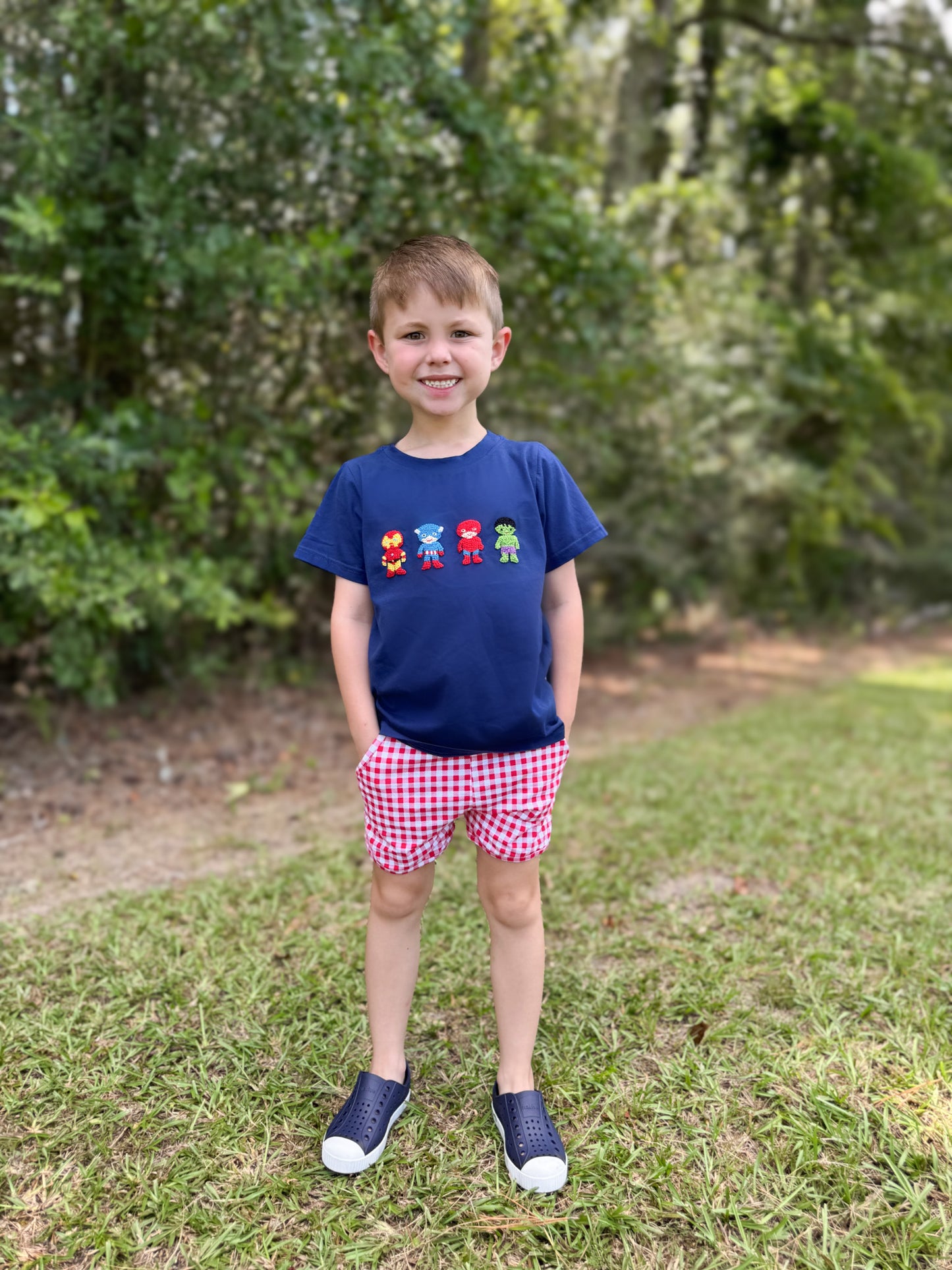 RTS - Summer 2 Boys Only - French Knot Super Heros Boy Shortie Set