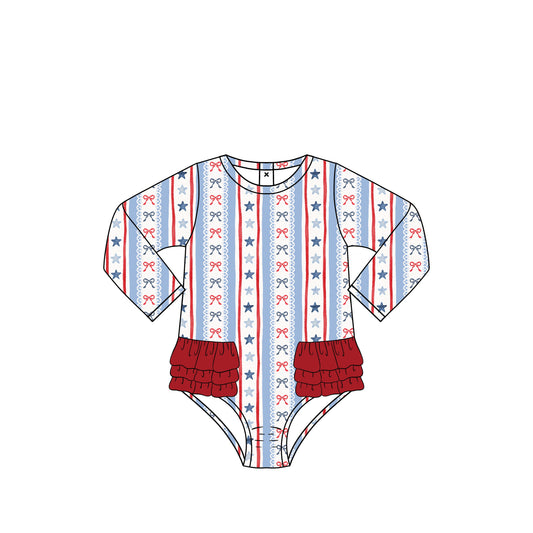 PREORDER 48: SUMMER 1 - Liberty Stars & Bows Girl 1pc Rashguard