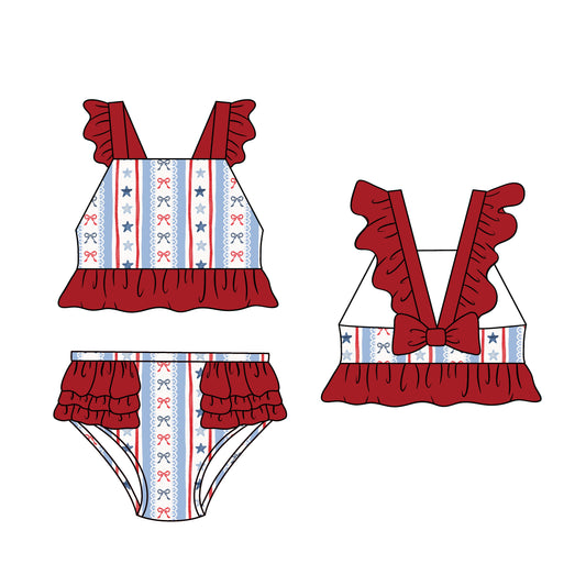 PREORDER 48: SUMMER 1 - Liberty Stars & Bows Girl 2pc Swim